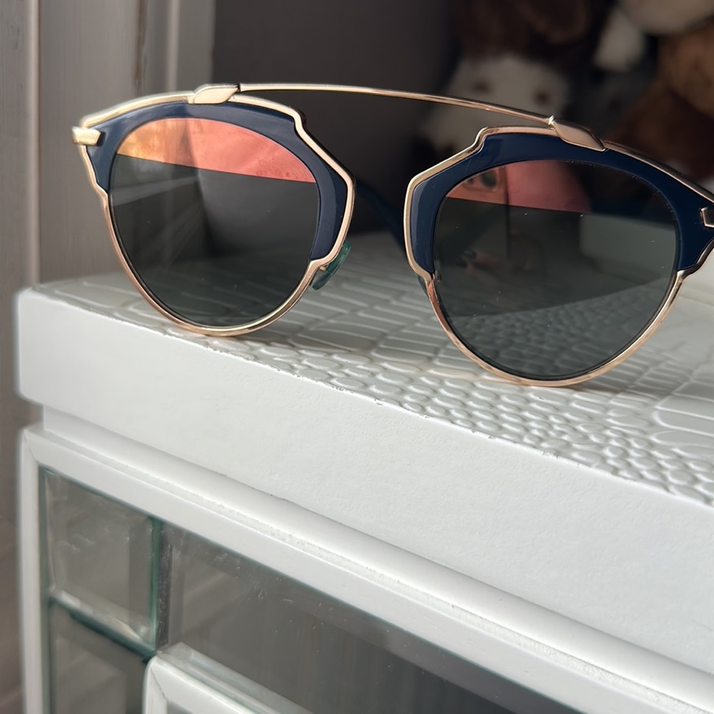 Navy and Rose gold Dior sunglasses